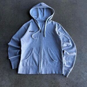 90s asics grey zip up hoodie